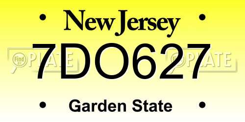 7DO627 New Jersey License Plate