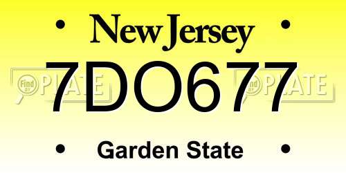 7DO677 New Jersey License Plate