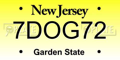 7DOG72 New Jersey License Plate