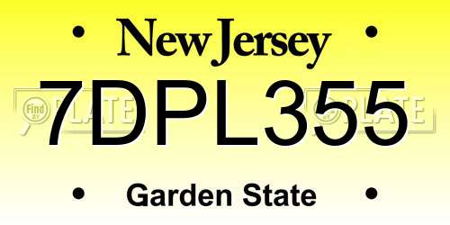 7DPL355 New Jersey License Plate