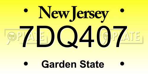 7DQ407 New Jersey License Plate