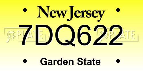 7DQ622 New Jersey License Plate