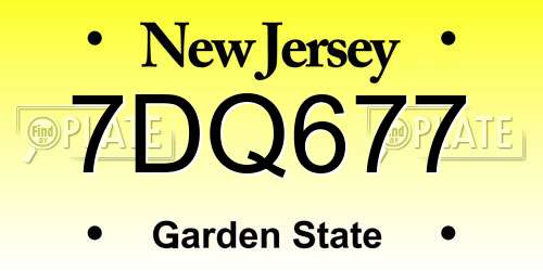 7DQ677 New Jersey License Plate