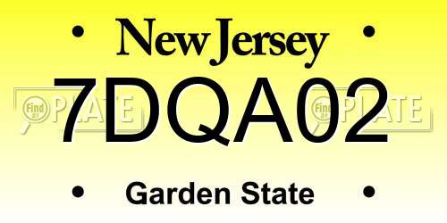 7DQA02 New Jersey License Plate
