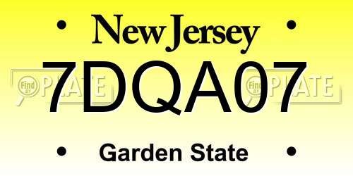 7DQA07 New Jersey License Plate