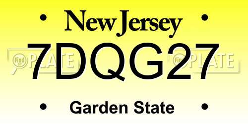 7DQG27 New Jersey License Plate