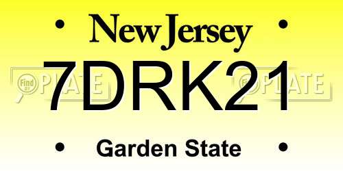 7DRK21 New Jersey License Plate
