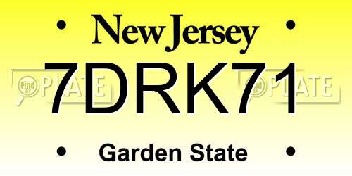 7DRK71 New Jersey License Plate