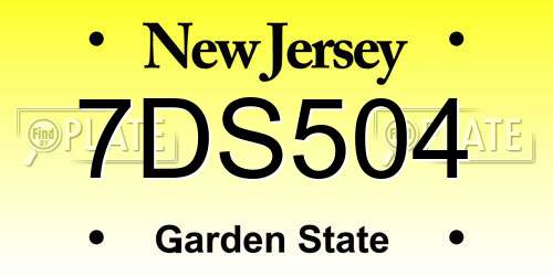 7DS504 New Jersey License Plate