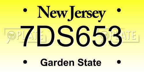 7DS653 New Jersey License Plate