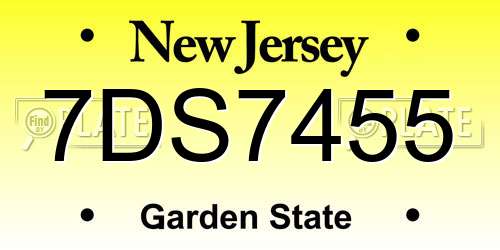 7DS7455 New Jersey License Plate