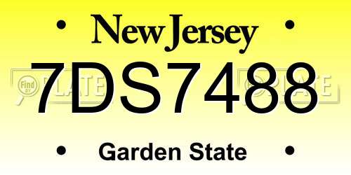 7DS7488 New Jersey License Plate