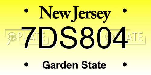 7DS804 New Jersey License Plate