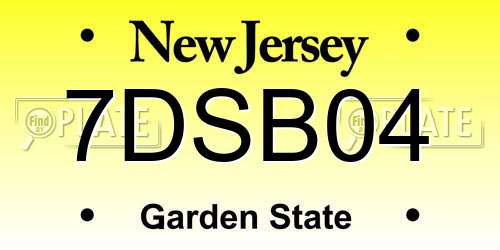 7DSB04 New Jersey License Plate