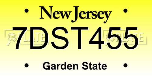 7DST455 New Jersey License Plate