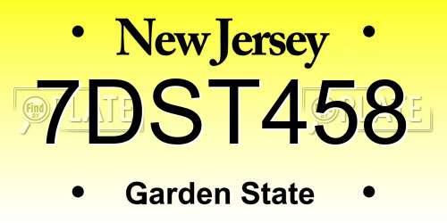 7DST458 New Jersey License Plate