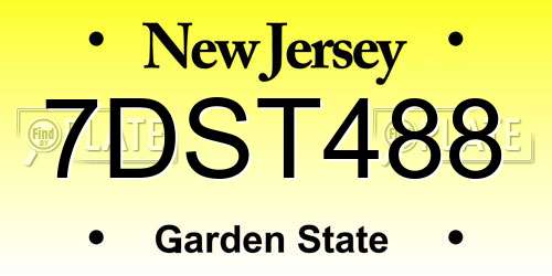 7DST488 New Jersey License Plate