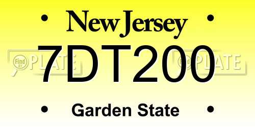 7DT200 New Jersey License Plate