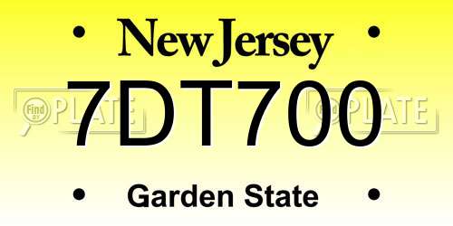 7DT700 New Jersey License Plate