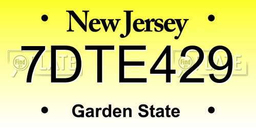 7DTE429 New Jersey License Plate