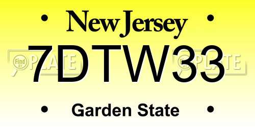 7DTW33 New Jersey License Plate