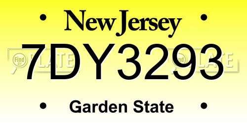 7DY3293 New Jersey License Plate