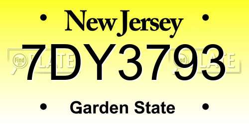 7DY3793 New Jersey License Plate