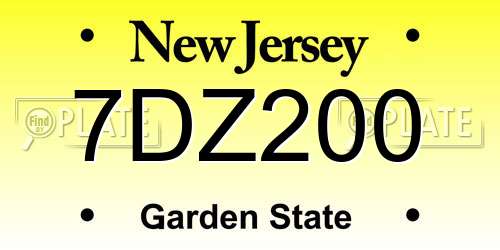 7DZ200 New Jersey License Plate