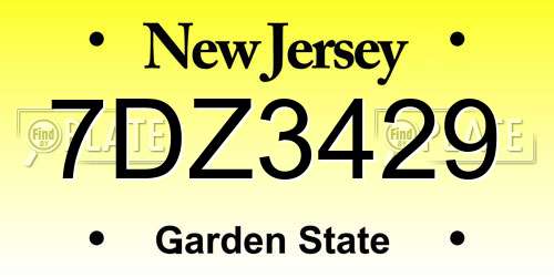 7DZ3429 New Jersey License Plate