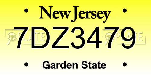 7DZ3479 New Jersey License Plate