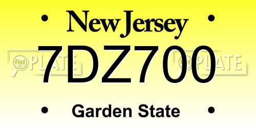 7DZ700 New Jersey License Plate