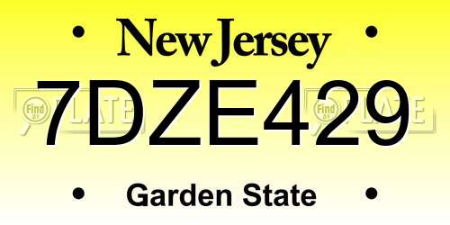 7DZE429 New Jersey License Plate
