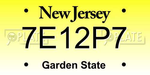 7E12P7 New Jersey License Plate