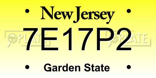 7E17P2 New Jersey License Plate