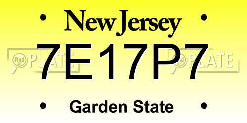 7E17P7 New Jersey License Plate