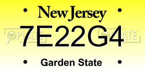 7E22G4 New Jersey License Plate