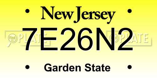 7E26N2 New Jersey License Plate