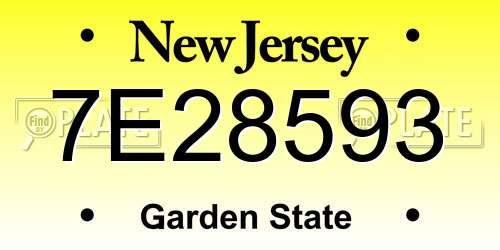 7E28593 New Jersey License Plate