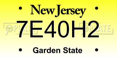 7E40H2 New Jersey License Plate
