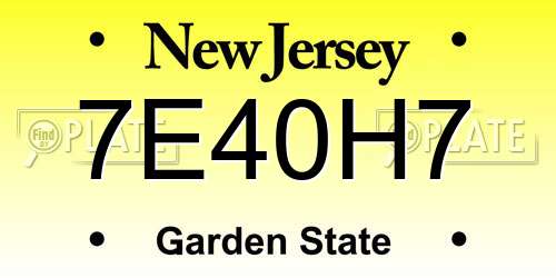 7E40H7 New Jersey License Plate