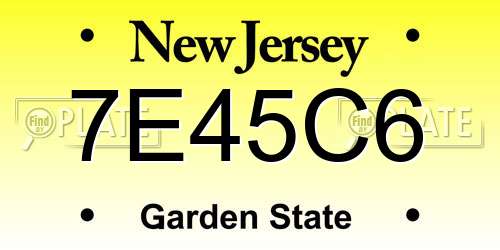 7E45C6 New Jersey License Plate