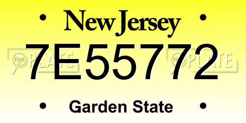 7E55772 New Jersey License Plate
