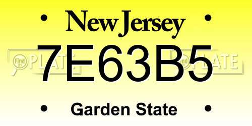 7E63B5 New Jersey License Plate