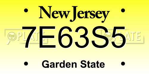 7E63S5 New Jersey License Plate