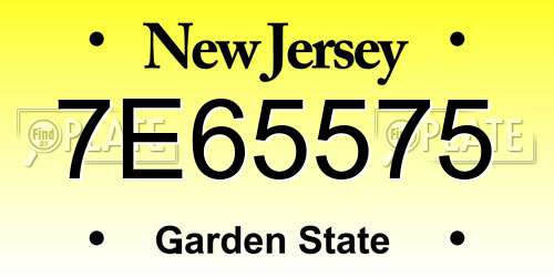 7E65575 New Jersey License Plate