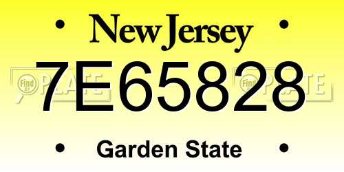 7E65828 New Jersey License Plate