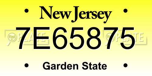 7E65875 New Jersey License Plate