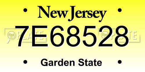 7E68528 New Jersey License Plate