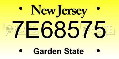 7E68575 New Jersey License Plate