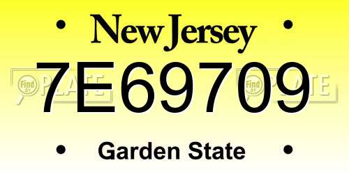 7E69709 New Jersey License Plate